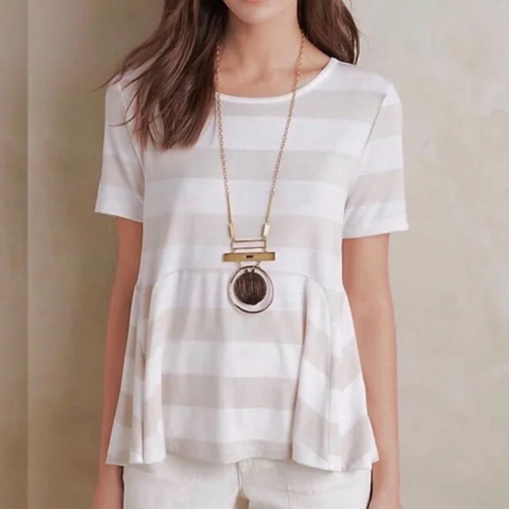 Anthropologie Everleigh Striped peplum swing tee
